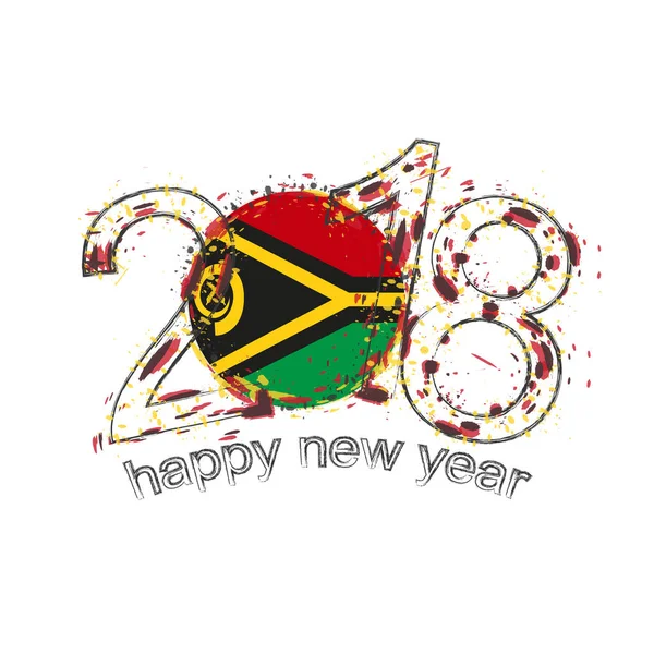 2018 Bonne année Vanuatu modèle vectoriel grunge pour carte de vœux . — Image vectorielle