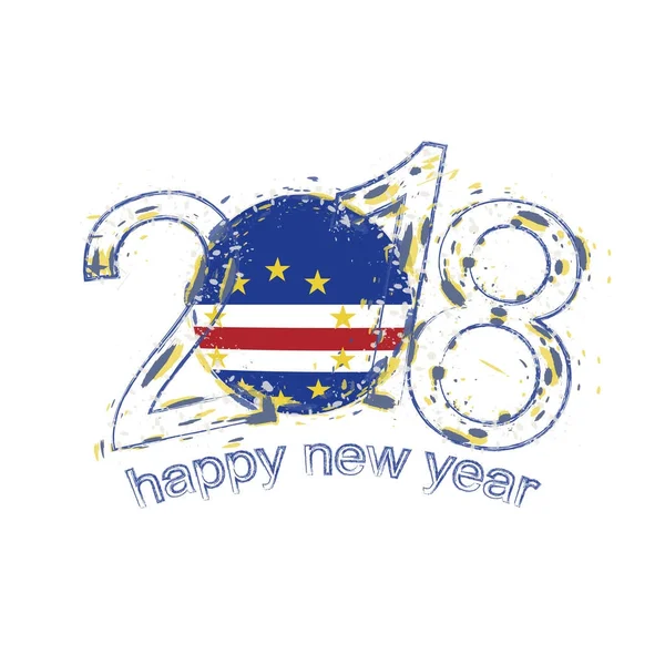 2018 Feliz Año Nuevo Cabo Verde grunge vector plantilla para tarjeta de felicitación . — Archivo Imágenes Vectoriales