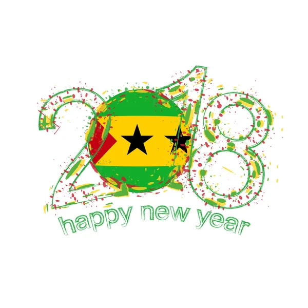 2018 Bonne année Sao Tomé-et-Principe modèle vectoriel grunge pour carte de vœux . — Image vectorielle