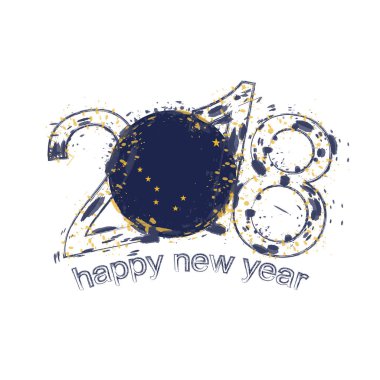 2018 bizi mutlu yeni yıl Alaska devlet grunge vektör şablon için tebrik kartı