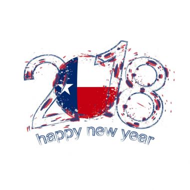 2018 bizi mutlu yeni yıl Texas devlet grunge vektör şablon için tebrik kartı