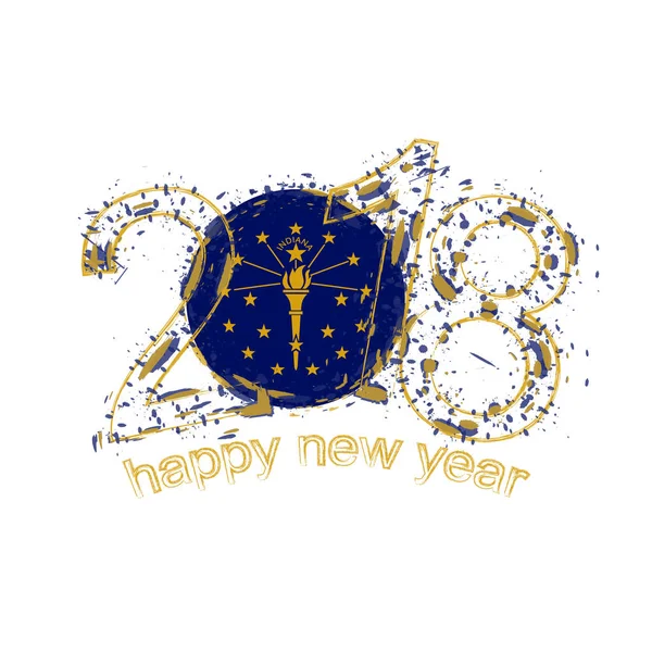 2018 bizi mutlu yeni yıl Indiana Eyalet grunge vektör şablon için tebrik kartı