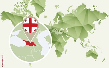 Infographic Georgia, Gürcistan bayrağı ile Detaylı Haritası için. 