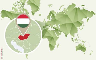 Infographic Macaristan, detaylı harita Macaristan bayrağı ile. 