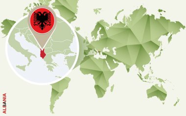Infographic Arnavutluk, Arnavutluk bayrağı ile Detaylı Haritası için. 