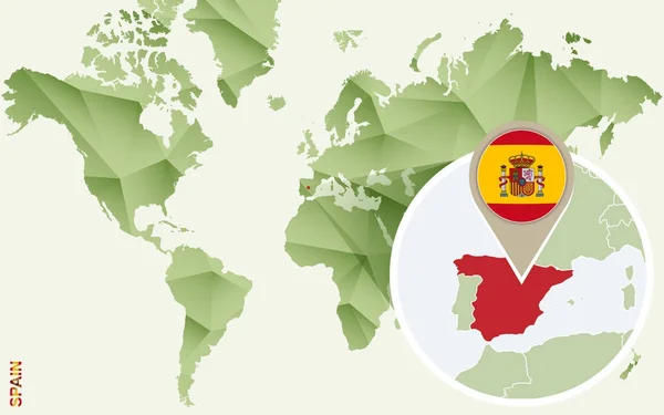 Infografía para España, mapa detallado de España con bandera . — Vector de stock