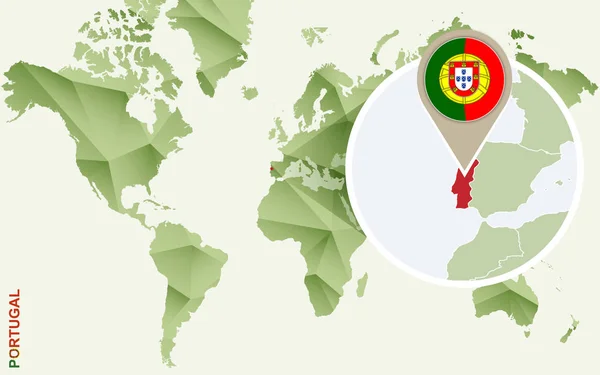 Infographic voor Portugal, gedetailleerde kaart van Portugal met vlag. — Stockvector