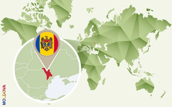 Infografika pro Moldavsko, podrobná mapa Moldavska s vlajkou. — Stockový vektor