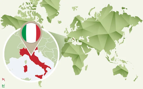 Infographic voor Italië, gedetailleerde kaart van Italië met vlag. — Stockvector