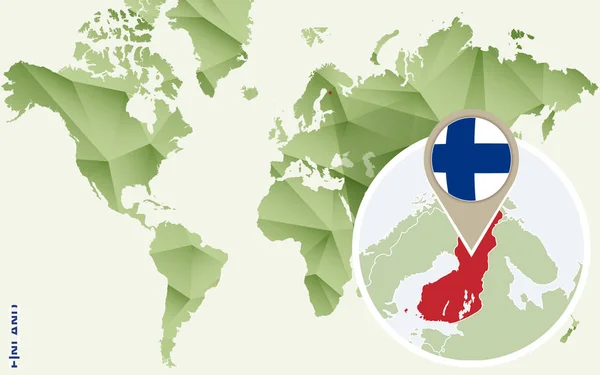 Infographic voor Finland, gedetailleerde kaart van Finland met vlag. — Stockvector