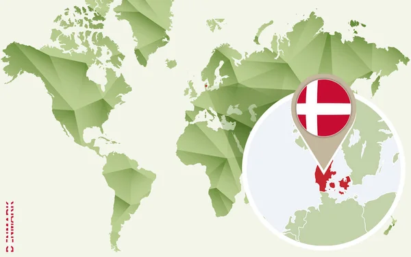 Infografica per la Danimarca, mappa dettagliata di Danimarca con bandiera . — Vettoriale Stock