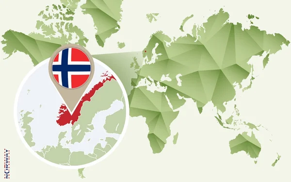 Infographic voor Noorwegen, gedetailleerde kaart van Noorwegen met vlag. — Stockvector