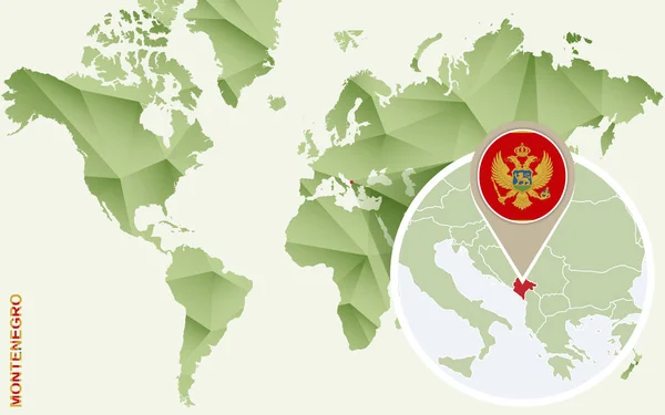 Infographic Karadağ, Karadağ bayrağı ile Detaylı Haritası için — Stok Vektör