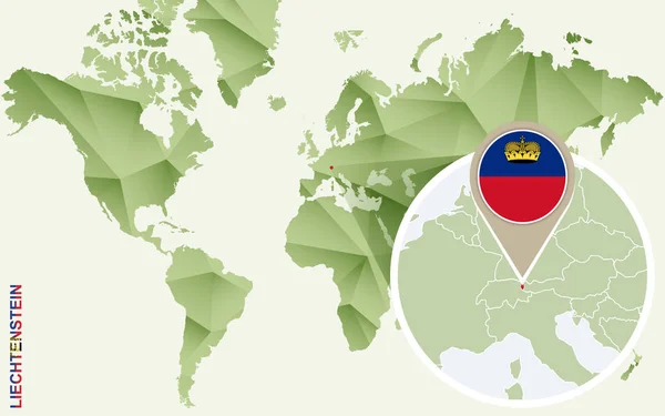 Infographic voor Liechtenstein, gedetailleerde kaart van Liechtenstein met vlag — Stockvector