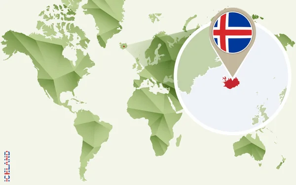 Infografika pro Island, podrobná mapa Islandu s vlajkou. — Stockový vektor
