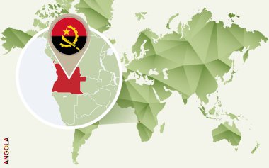 Infographic Angola, Angola bayrağı ile Detaylı Haritası için. 