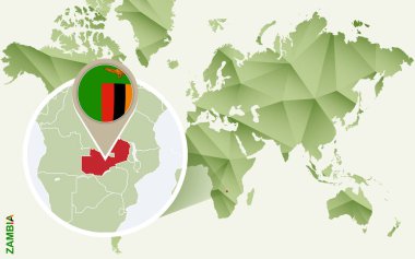 Infographic Zambiya, Zambiya bayrağı ile Detaylı Haritası için. 