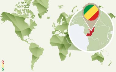 Infographic Kongo Cumhuriyeti, Kongo Detaylı Haritası bayrak ile için. 