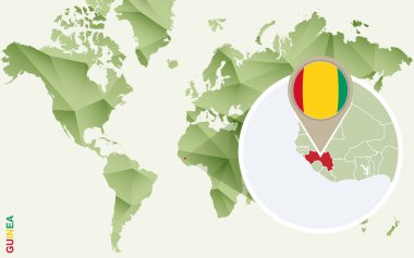 Infographic Gine, Gine bayrağı ile Detaylı Haritası için. 