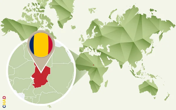 Infografik för Tchad, detaljerad karta över Tchad med flagga. — Stock vektor