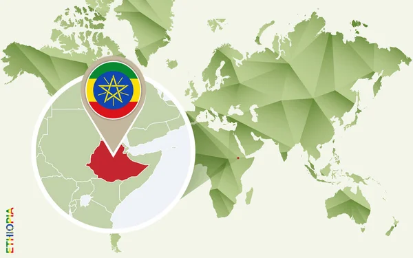 Infografik för Etiopien, detaljerad karta över Etiopien med flagga. — Stock vektor