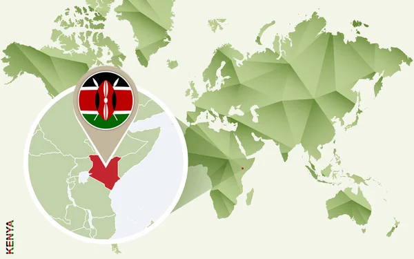 Infographic 케냐, 케냐의 국기와 함께 상세한 지도 대 한. — 스톡 벡터