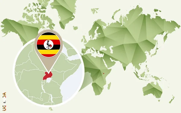 Infografika pro Ugandu, podrobná mapa Ugandy s vlajkou. — Stockový vektor