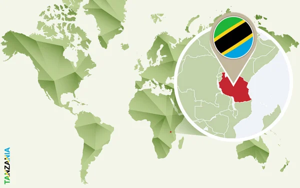 Infographic 탄자니아, 플래그와 탄자니아의 상세한 지도. — 스톡 벡터