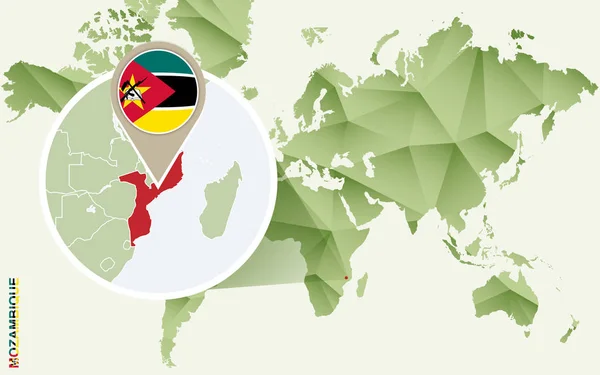 Infographie pour le Mozambique, carte détaillée de Mozambique avec drapeau — Image vectorielle