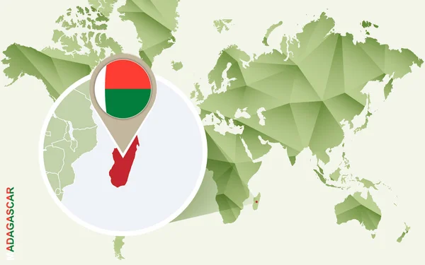 Infografía para Madagascar, mapa detallado de Madagascar con la bandera — Vector de stock