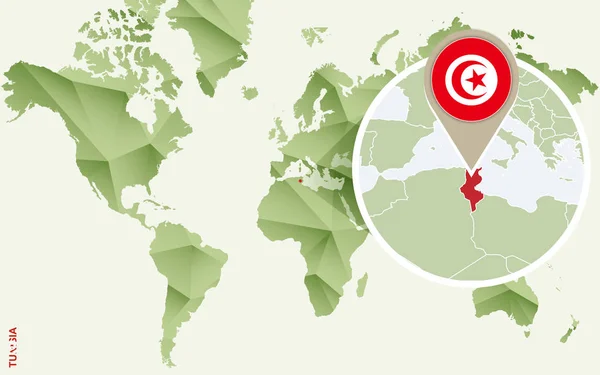 Infographic voor Tunesië, gedetailleerde kaart van Tunesië met vlag. — Stockvector