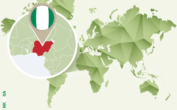 Infografía para Nigeria, mapa detallado de Nigeria con bandera . — Vector de stock
