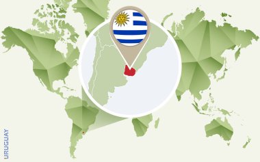 Infographic Uruguay, Uruguay bayrağı ile Detaylı Haritası için. 