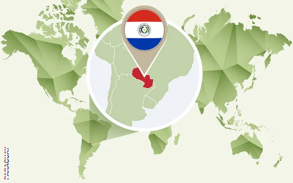 Infografía para Paraguay, mapa detallado de Paraguay con bandera . — Archivo Imágenes Vectoriales