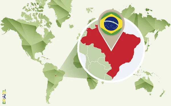 Infográfico para Brasil, mapa detalhado de Brasil com bandeira . —  Vetores de Stock