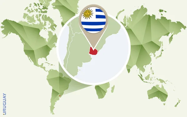 信息为乌拉圭, 详细的地图乌拉圭与旗子. — 图库矢量图片
