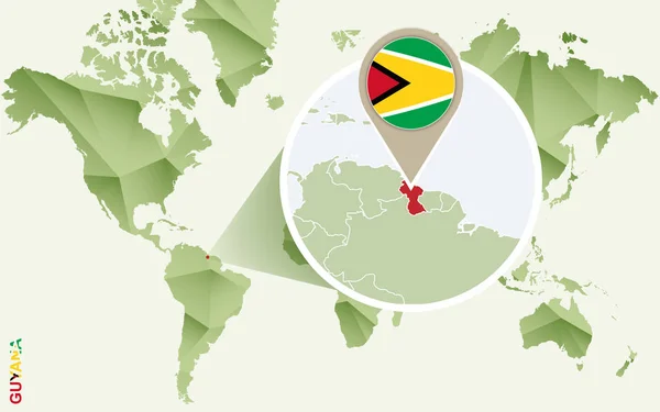 Infográfico para Guiana, mapa detalhado de Guiana com bandeira . —  Vetores de Stock