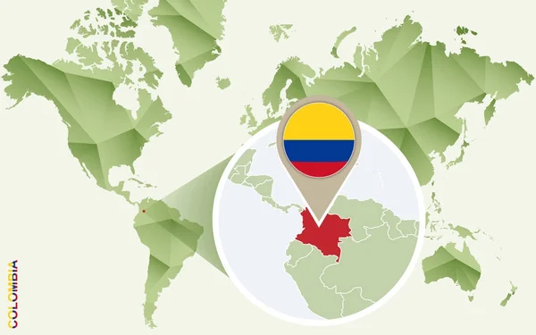 Infografika pro Kolumbii, podrobná mapa Kolumbie s vlajkou. — Stockový vektor