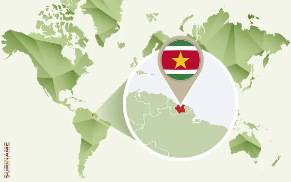 Znajdziecie tam Surinam, Szczegółowa mapa Surinam z flagą. — Wektor stockowy