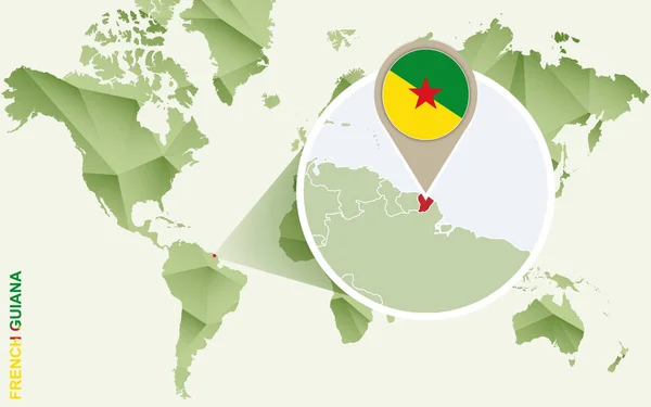 Infographie de Guyane, plan détaillé de Guyane avec drapeau . — Image vectorielle