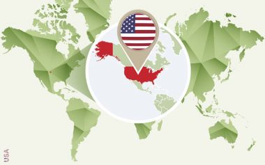 Infographic için Amerika Birleşik Devletleri, ayrıntılı bayrak ile ABD Haritası.