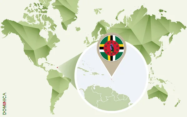 Infographic 도미니카, 도미니카의 국기와 함께 상세한 지도 대 한. — 스톡 벡터