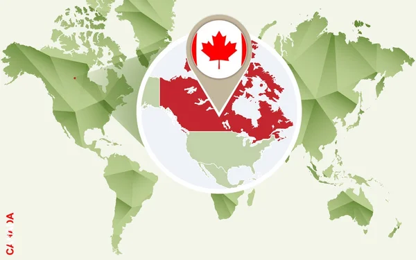 Infográfico para Canadá, mapa detalhado de Canadá com bandeira . — Vetor de Stock