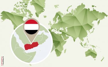 Infographic Yemen, Yemen bayrağı ile Detaylı Haritası için. 