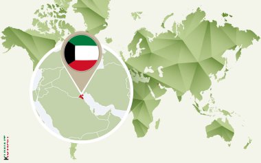 Infographic Kuveyt, Kuveyt bayrağı ile Detaylı Haritası için. 
