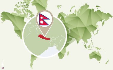 Infographic Nepal, Nepal bayrağı ile Detaylı Haritası için. 