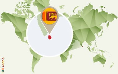Infographic Sri Lanka için ayrıntılı bayrak ile Sri Lanka Haritası. 