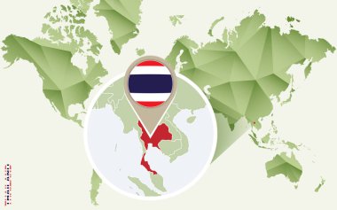 Infographic Tayland, Tayland bayrağı ile Detaylı Haritası için. 