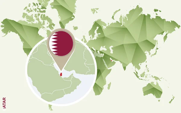 Infographic Katar, Katar Detaylı Haritası bayrak ile için. — Stok Vektör