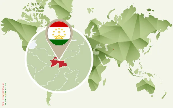 Infographie pour le Tadjikistan, carte détaillée de Tadjikistan avec drapeau — Image vectorielle
